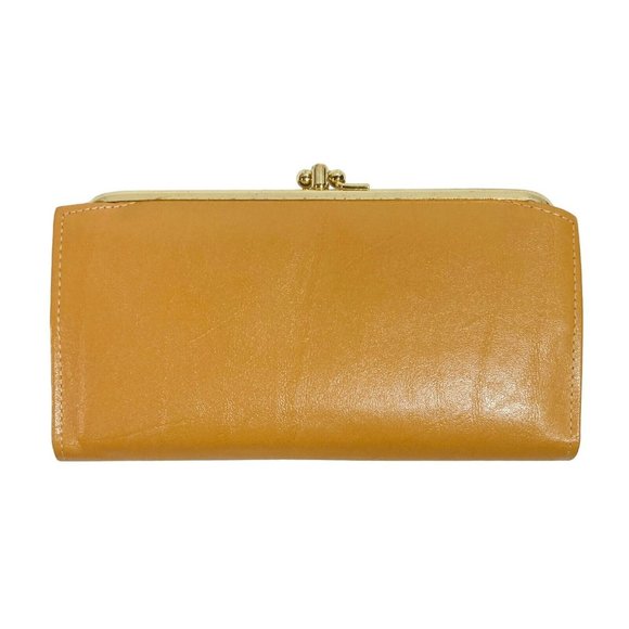 Amity Ladies Womens Tan Cowhide Leather Billfold Wallet Change Purse Clasp VTG - Picture 3 of 15